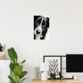 Wasserfarbenporträt eines Border Collies Poster (Heimbüro)