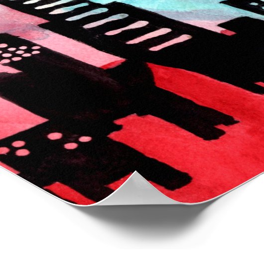 Wasserfarbenposter der Skyline von Chicago Poster (Ecke)