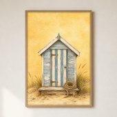Wasserfarbenposter Strandhütte mit gestreifter Tür Poster
