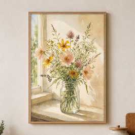 Wasserfarbenposter 'Wildblumen in einem Glas' Poster
