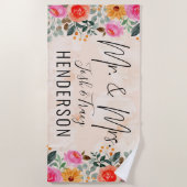 Wasserfarbenprächtige Braut und Bräutigam Hochzeit Strandtuch (Vorderseite)