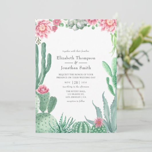 Wasserfarbenprächtige Hochzeit Einladung (Stehend Vorderseite)