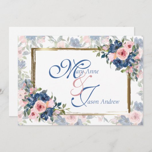 Wasserfarbenprächtige Hochzeit Einladung (Vorne/Hinten)