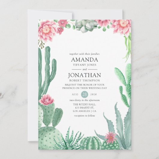 Wasserfarbenprächtige Hochzeit Einladung (Vorderseite)