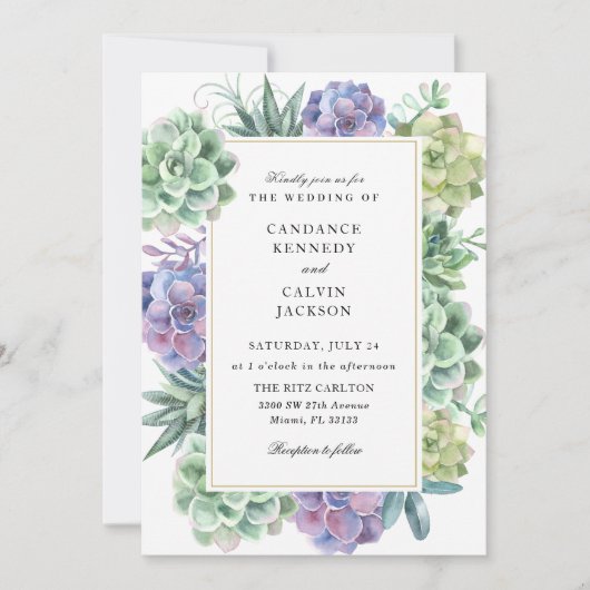 Wasserfarbenprächtige Hochzeit Einladung (Vorderseite)