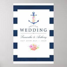 Wasserfarbenprächtige Hochzeit mit floralen Themen Poster