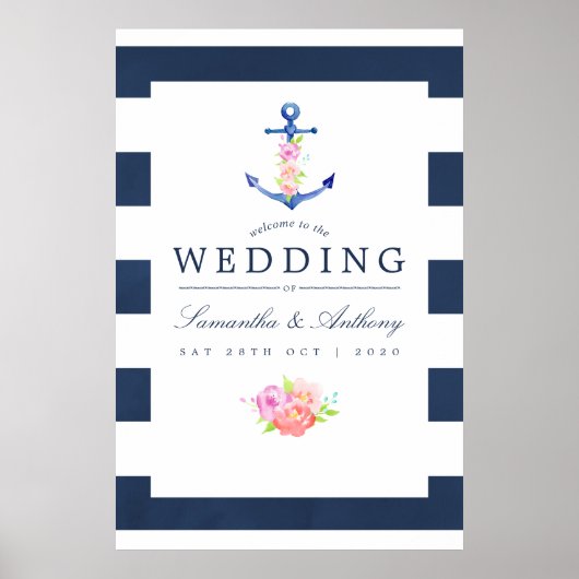 Wasserfarbenprächtige Hochzeit mit floralen Themen Poster (Vorne)
