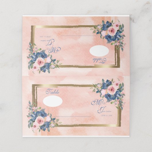 Wasserfarbenprächtige Hochzeit Platzkarte (Außenseite Aufgefaltet)