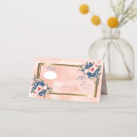 Wasserfarbenprächtige Hochzeit Platzkarte (Rückseite)