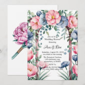 Wasserfarbenprächtige Rosa- und Blütendusche Einladung (Vorne/Hinten)