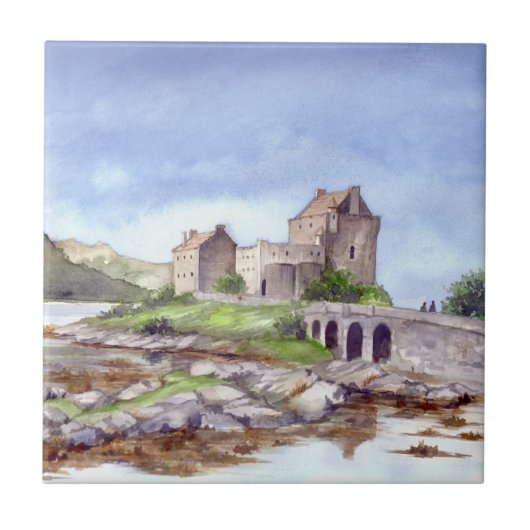 Wasserfarbenprägung des Eilean Donan Burg Fliese (Vorderseite)