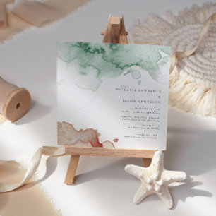 Wasserfarbenprägung Elegante Zwei-Tone-Hochzeiten Einladung