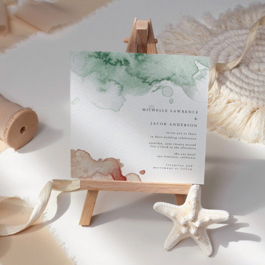 Wasserfarbenprägung Elegante Zwei-Tone-Hochzeiten Einladung