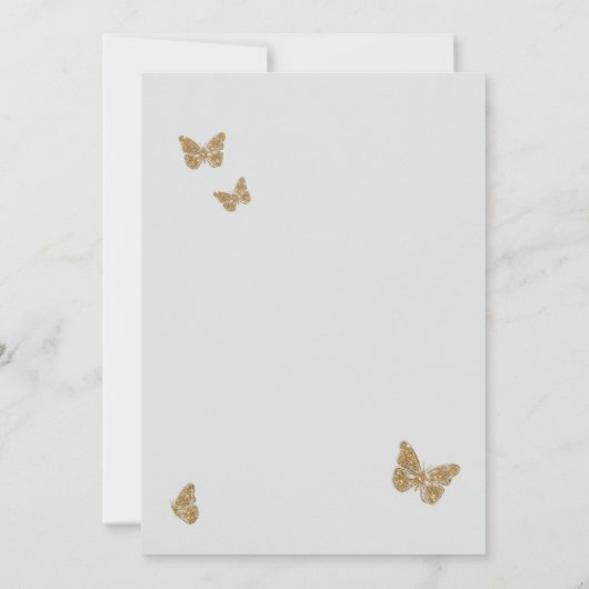 Wasserfarbenprägung Grüner Blütenschmetterling Qui Einladung (Rückseite)