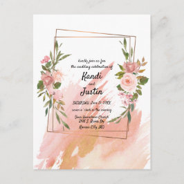Wasserfarbenprägung Pink, geometrische Hochzeit de Postkarte