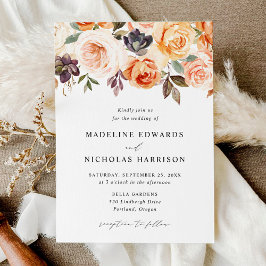 Wasserfarbenprägung Rustikaler Fall Blumenhochzeit Einladung