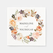 Wasserfarbenprägung Rustikaler Fall Blumenhochzeit Serviette (Vorderseite)