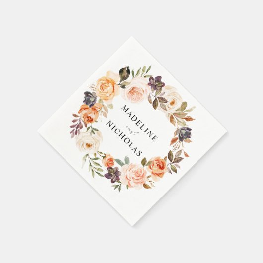 Wasserfarbenprägung Rustikaler Fall Blumenhochzeit Serviette (Ecke)