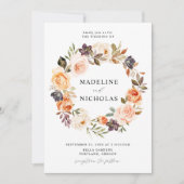 Wasserfarbenprägung Rustikaler Fall Blumenzeremoni Einladung (Vorderseite)