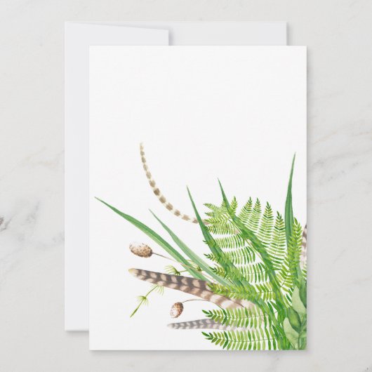 Wasserfarbenprägung Rustikaler Wald Einladung (Rückseite)