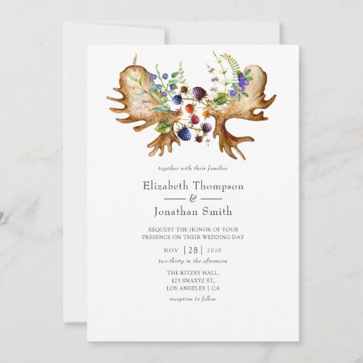 Wasserfarbenprägung Rustikaler Wald Einladung (Vorderseite)