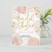 Wasserfarbenprägung und Brautparty aus Goldstaub Einladung (Stehend Vorderseite)