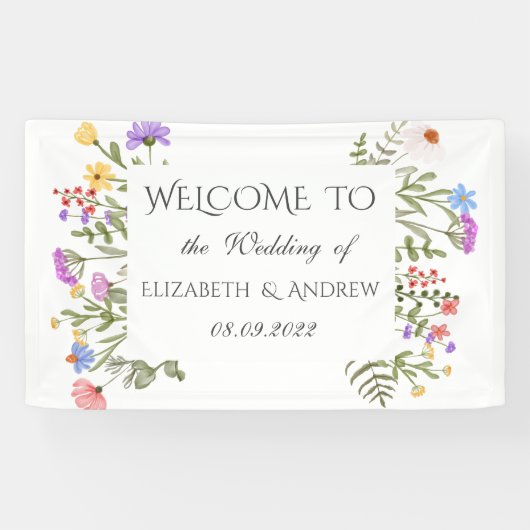 Wasserfarbenprägung Wildblume Meadow Wedding Banner (Horizontal)