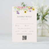 Wasserfarbenprägung Wildblume Meadow Wedding RSVP Karte (Stehend Vorderseite)