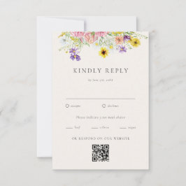 Wasserfarbenprägung Wildblume Meadow Wedding RSVP Karte