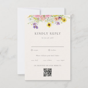 Wasserfarbenprägung Wildblume Meadow Wedding RSVP Karte