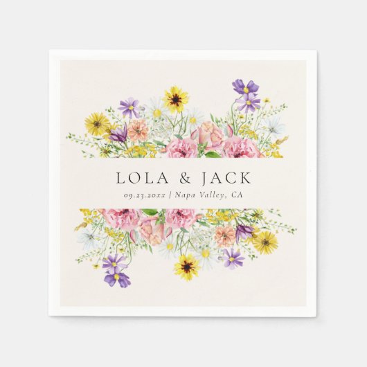 Wasserfarbenprägung Wildblume Meadow Wedding Serviette (Vorderseite)