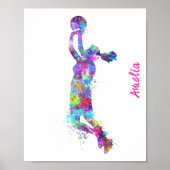 Wasserfarbenpräpariertes Basketballspielermädchen  Poster (Vorne)