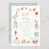 Wasserfarbenpuschraum und Babydusche Whimsisch Einladung