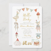 Wasserfarbenpuschraum und Babydusche Whimsisch Einladung (Vorderseite)