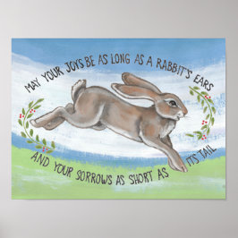 Wasserfarbenrabbit Upbeat Hoffnung ermutigen Poster