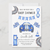 Wasserfarbenrace Car Baby Dusche Einladung (Vorderseite)
