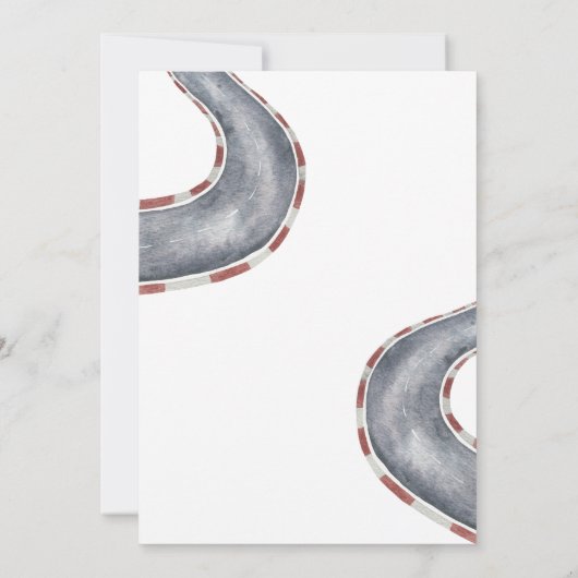 Wasserfarbenrace Car Baby Dusche Einladung (Rückseite)