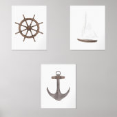 Wasserfarbenrad Sailboat Anker nautisch Bilderwand Sets (Vorderseite)