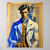 Wasserfarbenraffiniertes Modell der männlichen Mod Poster (Vorne)