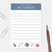 Wasserfarbenraum und Planeten-Wissenschaftslehrer Post-it Klebezettel