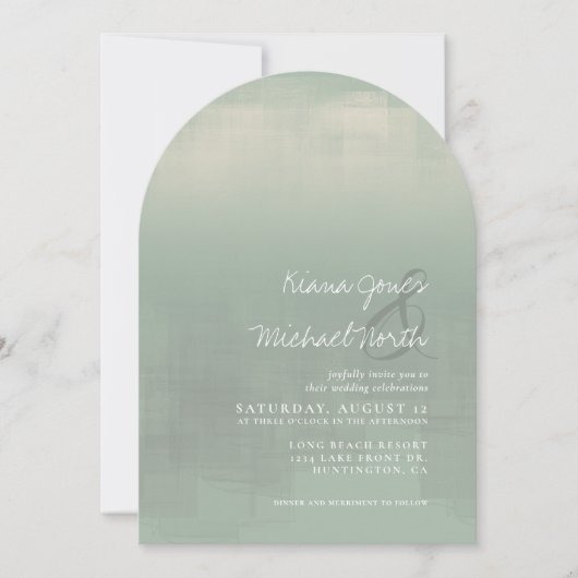 Wasserfarbenreflektionen Hochzeitsanzeiger ID774 Einladung (Vorderseite)