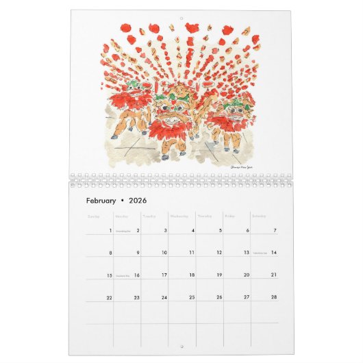 Wasserfarbenreise Kalender (Feb 2026)