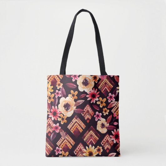 Wasserfarbenrhombus: Blumengeometrisches Muster. Tasche (Vorderseite)