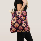 Wasserfarbenrhombus: Blumengeometrisches Muster. Tasche (Von Nahem)