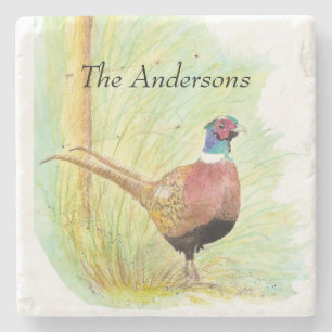 Wasserfarbenring-Necked Pheasant-Bird-Individuelle Steinuntersetzer