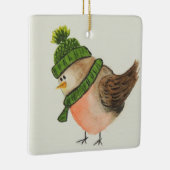 Wasserfarbenrobe in grünem Scarf und Hut Keramikornament (Rechts)