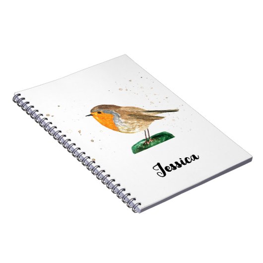 Wasserfarbenrobinvogel Weihnachtsfest Notizblock (Rechte Seite)