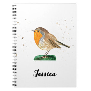 Wasserfarbenrobinvogel Weihnachtsfest Notizblock