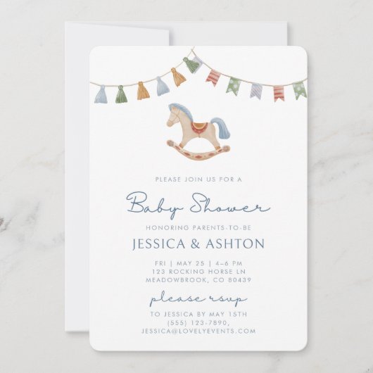 Wasserfarbenrockner, Babydusche Einladung (Vorderseite)