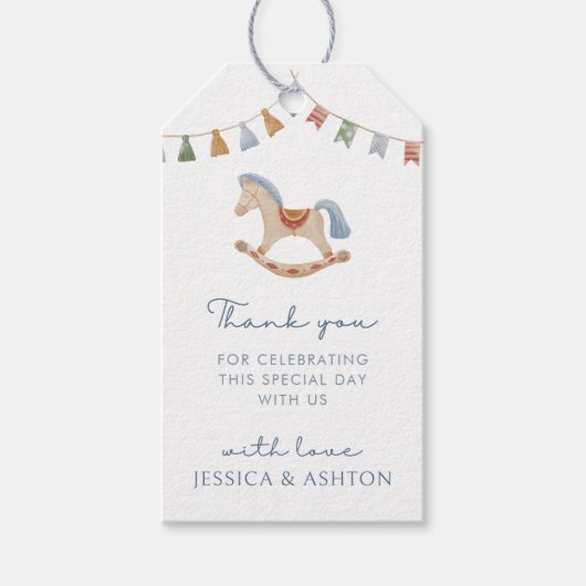 Wasserfarbenrockner, Babydusche Geschenkanhänger (Vorderseite)